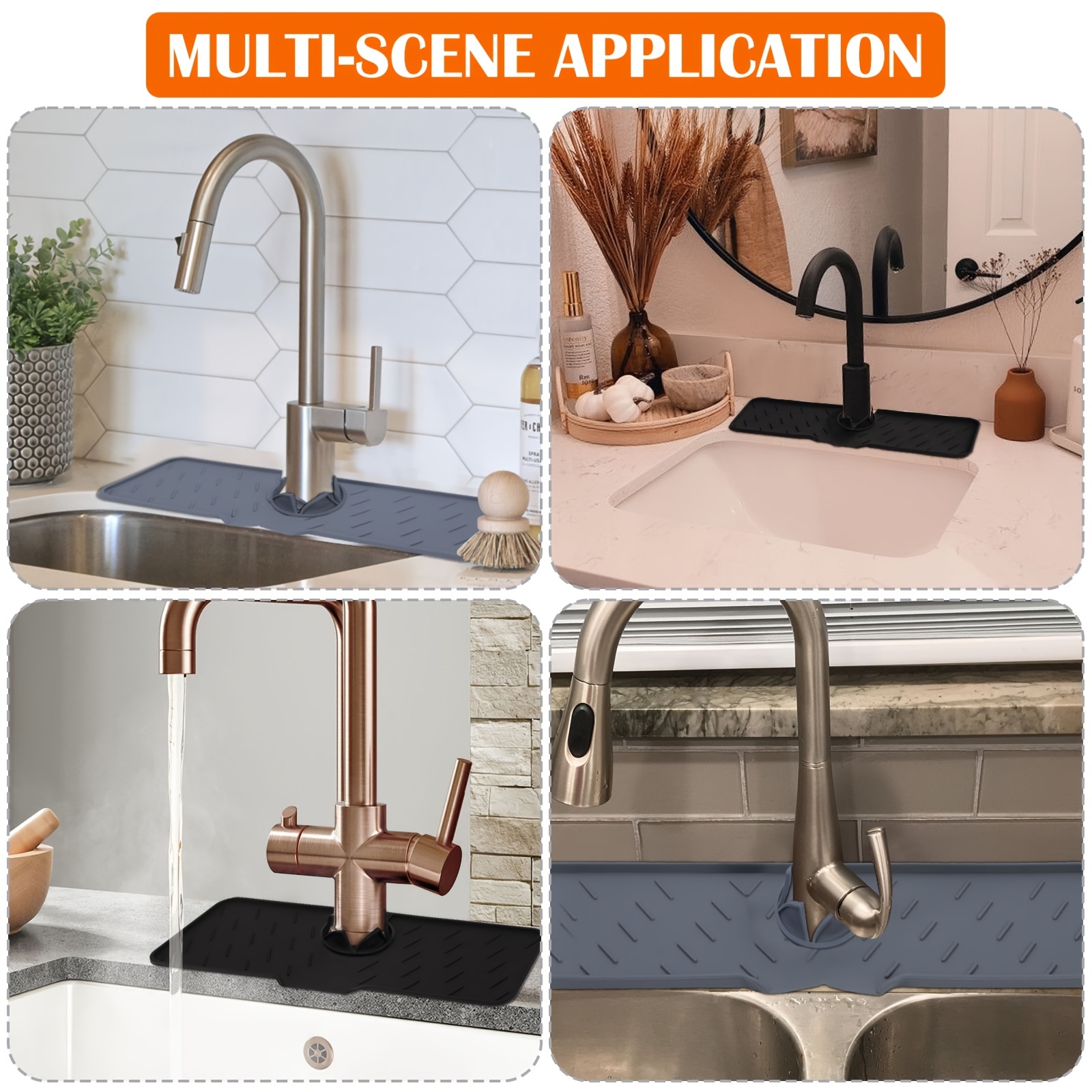 Kitchen Silicone Faucet Absorbent Mat Sink Splash Guard Silicone