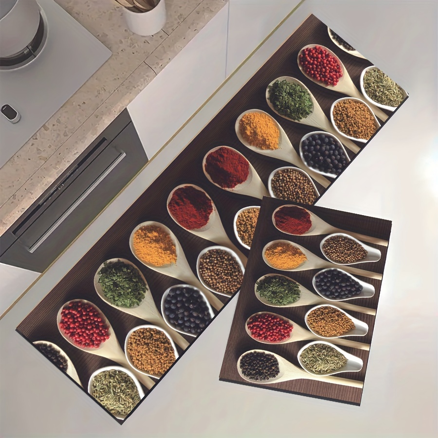 Kitchen Spice Seasoning Spoon Pattern Carpets Rugs Kitchen