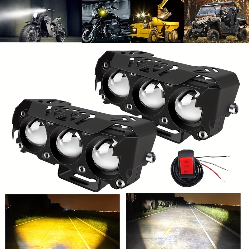 2 Stücke Motorrad Led-strahler 3 Objektiv Scheinwerfer Arbeit Licht Dual  Farbe Hallo/Abblendlicht Mini Fahren Nebelscheinwerfer Für Auto Lkw SUV UTV