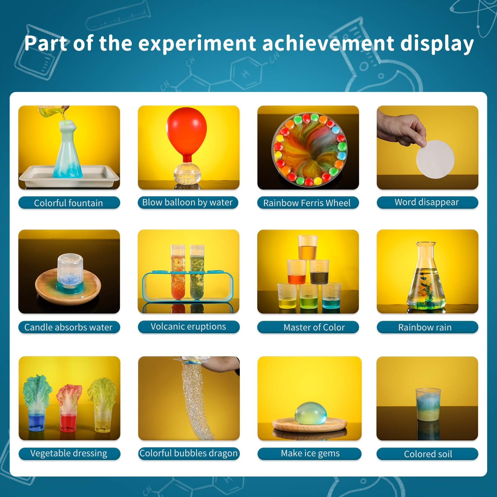Kit scientifique, plus de 30 expériences de chimie pour les enfants, DIY  STEM Educational Learning Scientific Toys for Kids Age 3 4 5 6 7 8 10 11
