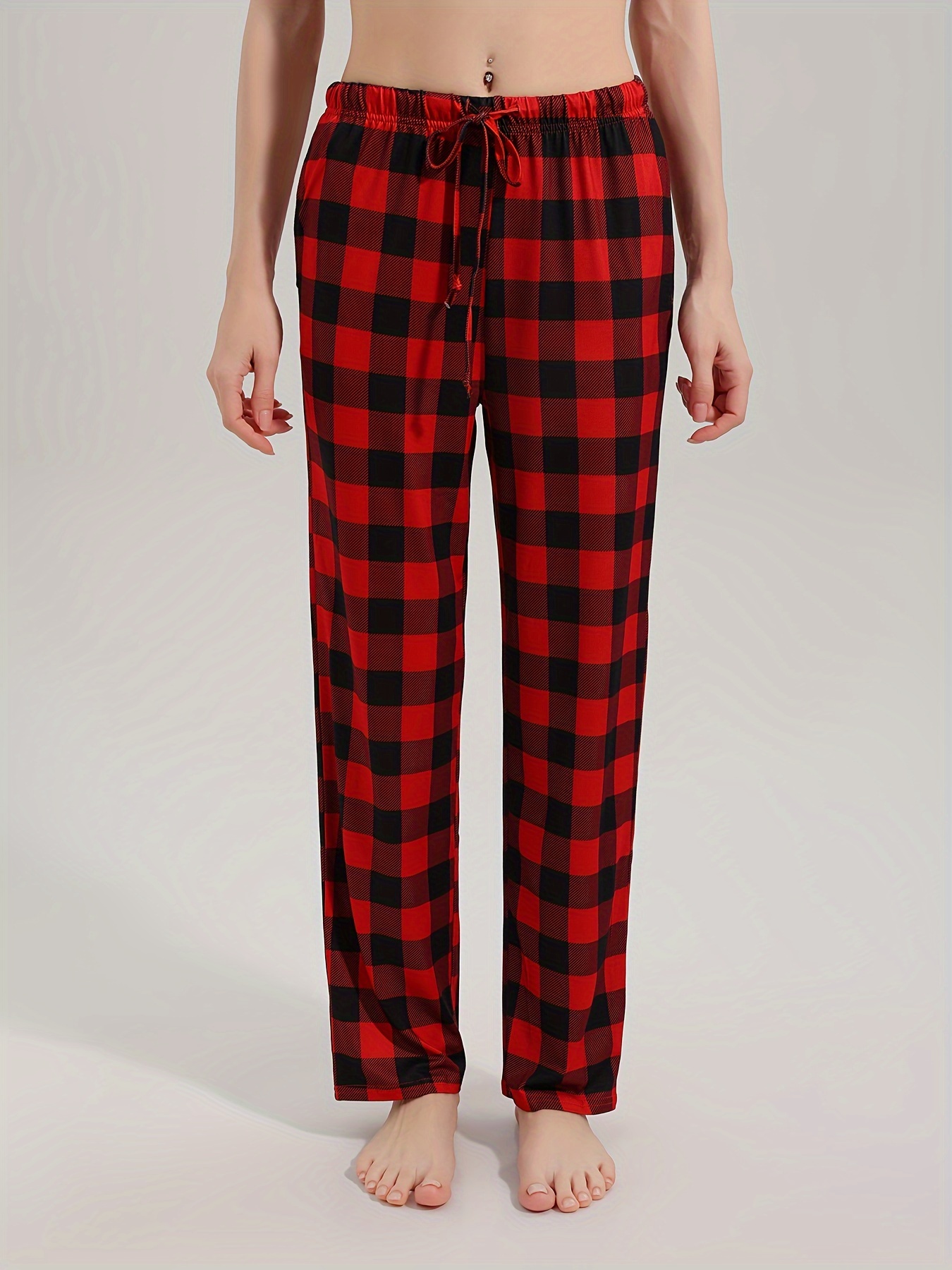 Women's Plaid Pajama Pants Sleep Lounge Pant Winter PJ Bottoms Pockets and  Drawstring 