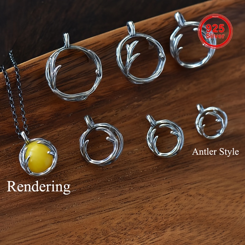 1pc 925 Sterling Silver Round Cage like Pendant Setting Suitable For Jewelry Making Decoration