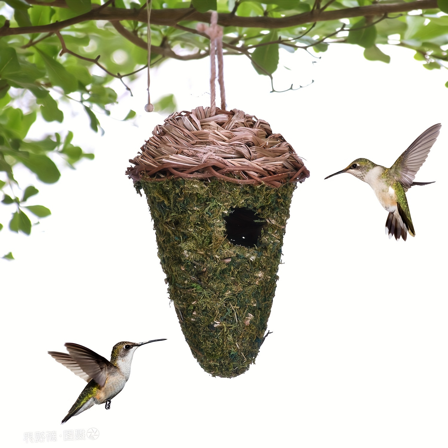 Hand Woven Hummingbird Houses Nest, Grass Bird Hut,Hanging Bird House, for  Outside Hanging Bird Grass Hut for Wren Sparrow Finch Canary Chickadee