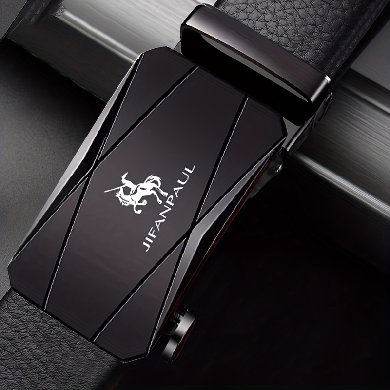 Men's Pu Leather Automatic Buckle Belt (without Gift Box) - Temu