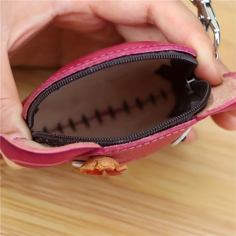 Cute Cartoon Genuine Leather Mini Coin Purse Keychain Pouch Card Holder  Womens