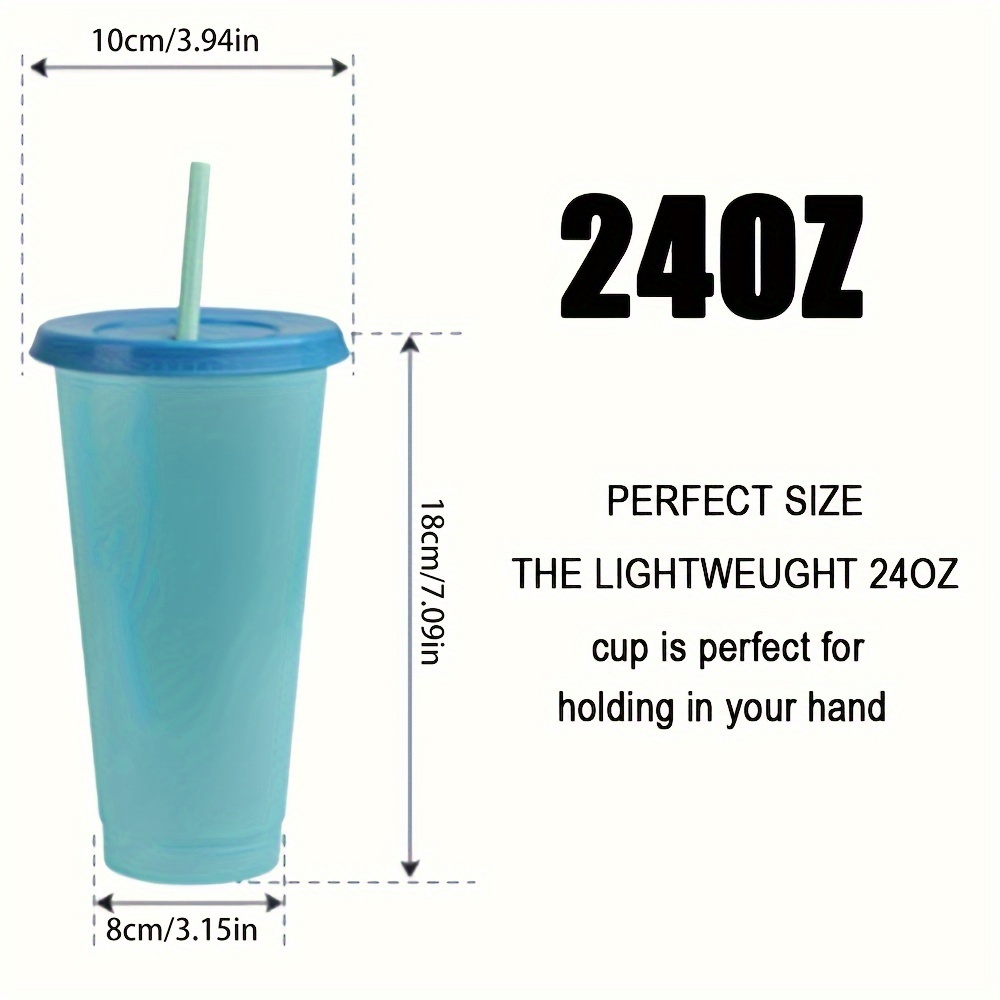 Reusable Plastic Cups with Straws & Lids -Casewin 6Pcs 24oz Bulk