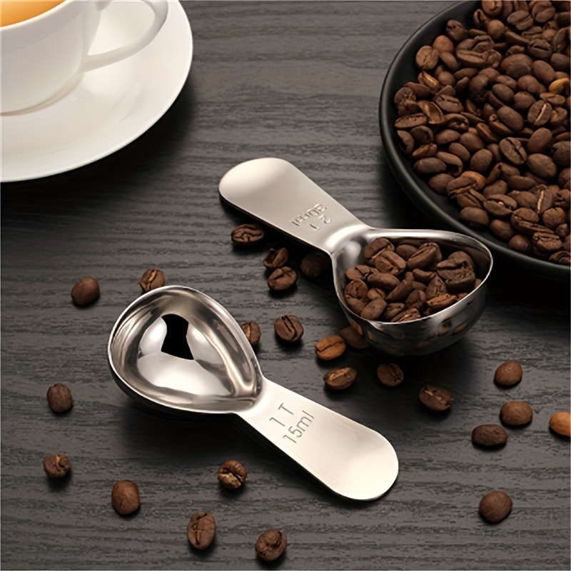 Coffee Scoop, 2Pcs Stainless Steel Coffee Measuring Scoop 1/8 Cup 30ml  Measuring Tablespoon Table Spoon for Coffee Bean Milk Powder Tea