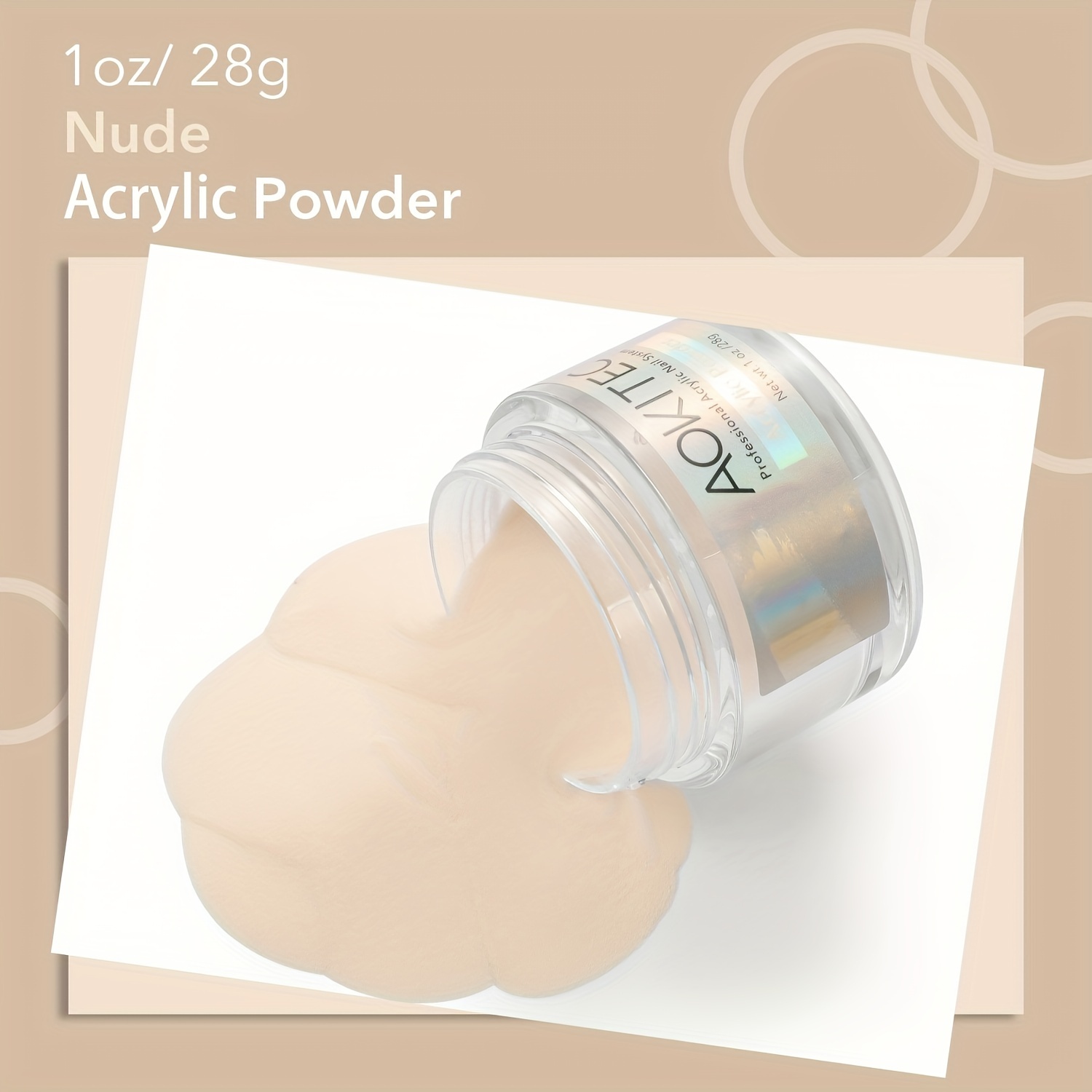 Aokitec 2oz Acrylic Powder for Nails, Professional Acrylic Nail Powder,Lasting White Acrylic Powder for Extension French Nail Art, Acrylic Nail