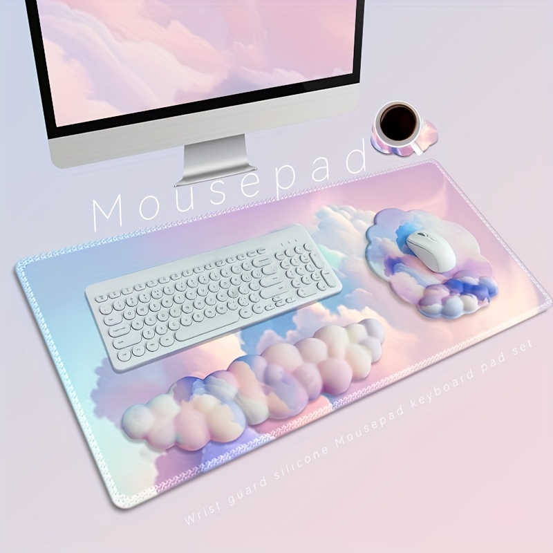 Cloud Keyboard Mouse Pad Wrist Support Set (5Pcs Desk Pad Set),Large Mouse  Pad & Keyboard Wrist Rest & Mouse Mat Palm Rest &[Y1741] - Cdiscount  Informatique