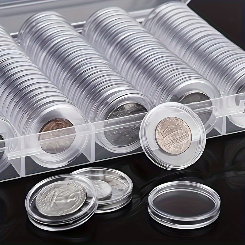 Münzen Aufbewahrung Münzkapseln mit Schaumstoffdichtung Aufbewahrungsbox,  Münz Kapseln SammelnBox für Münzsammlung, 84 Münzkoffer Münzdisplay Halter