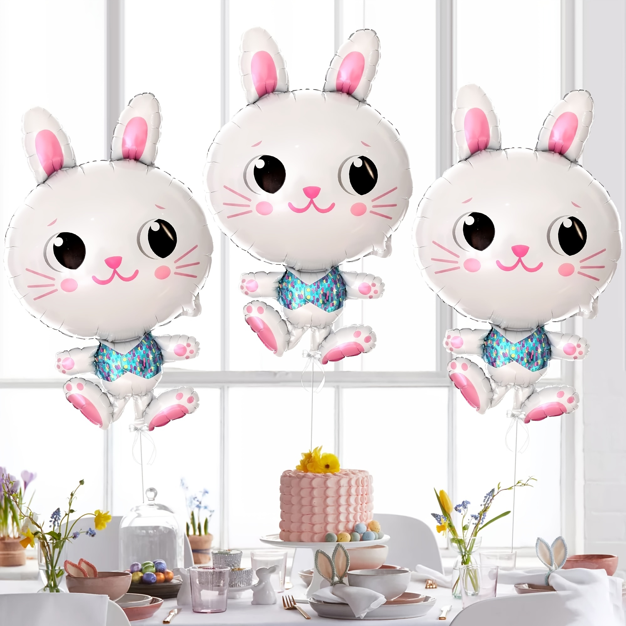 3pcs Easter Big Eyes Cute Jungle Bunny Balloon Jungle Bunny Birthday Party Decoration Balloons