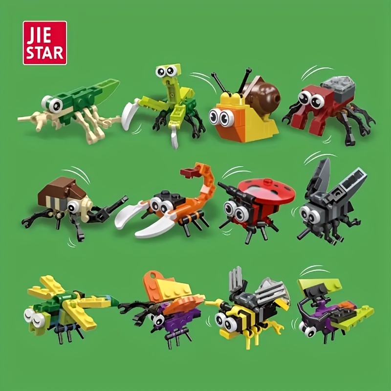 12pcs Insect Small Animal Party Building Blocks Educational Toy