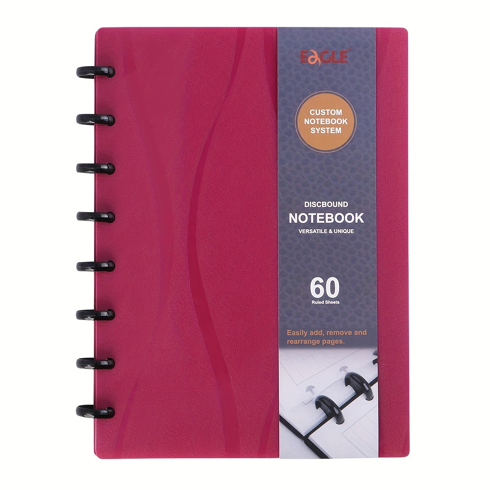 

1pc Discbound Notebook, Customizable Notebook, Junior Size, Poly Cover, 60 Sheets Ruled/lined Pages