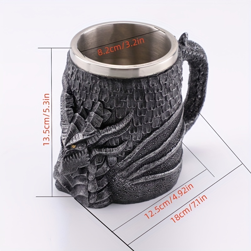 3d Vintage Beer Cup Large Capacity Beer Mug Colorful Skull Or Dragon Double  Wall Coffee Mug Office Stainless Steel Drinking Cup Halloween Gifts Day Of  The Dead Gifts - Temu