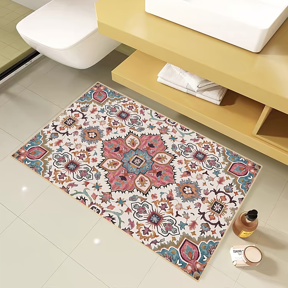 Floral Faux Wool Area Rug Soft And Durable Indoor - Temu