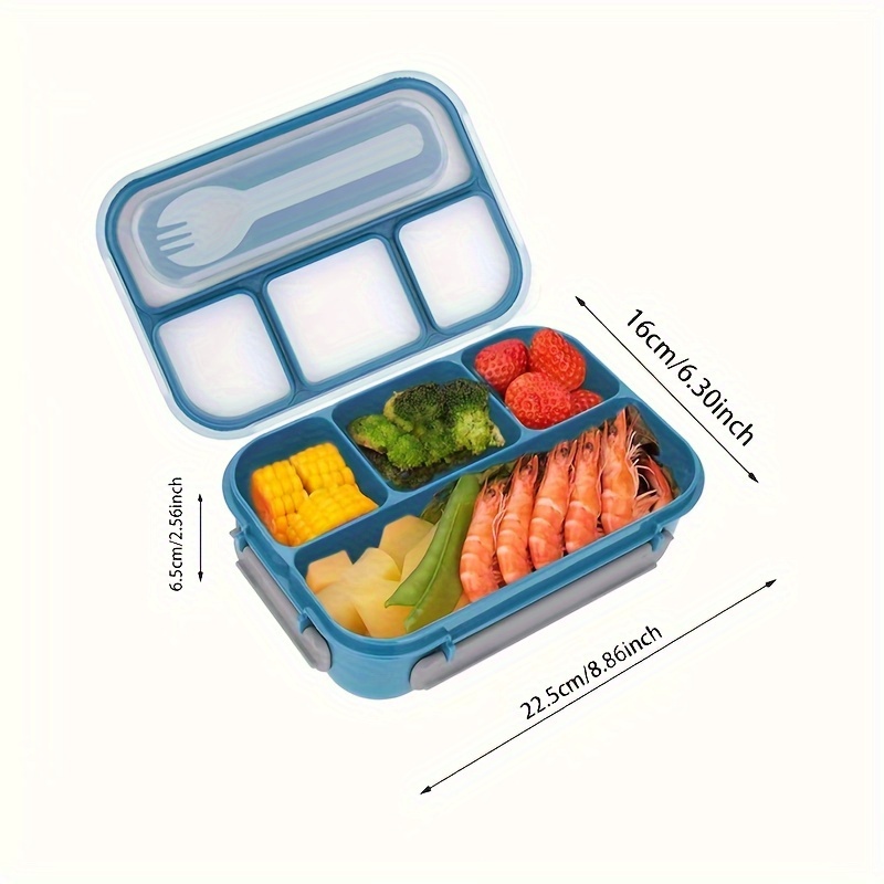  Bento Lunch Box for Kids Boys Adults, School Lunch-Box 4  Leakproof Compartments Snack Container with Utensils, Blue: Home & Kitchen