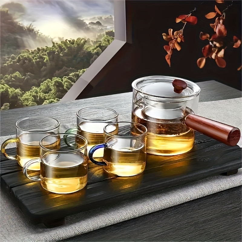 Infuseur de thé Pot en verre résistant à la chaleur Tasse de théière avec  filtre Fleur Théière En verre Théière