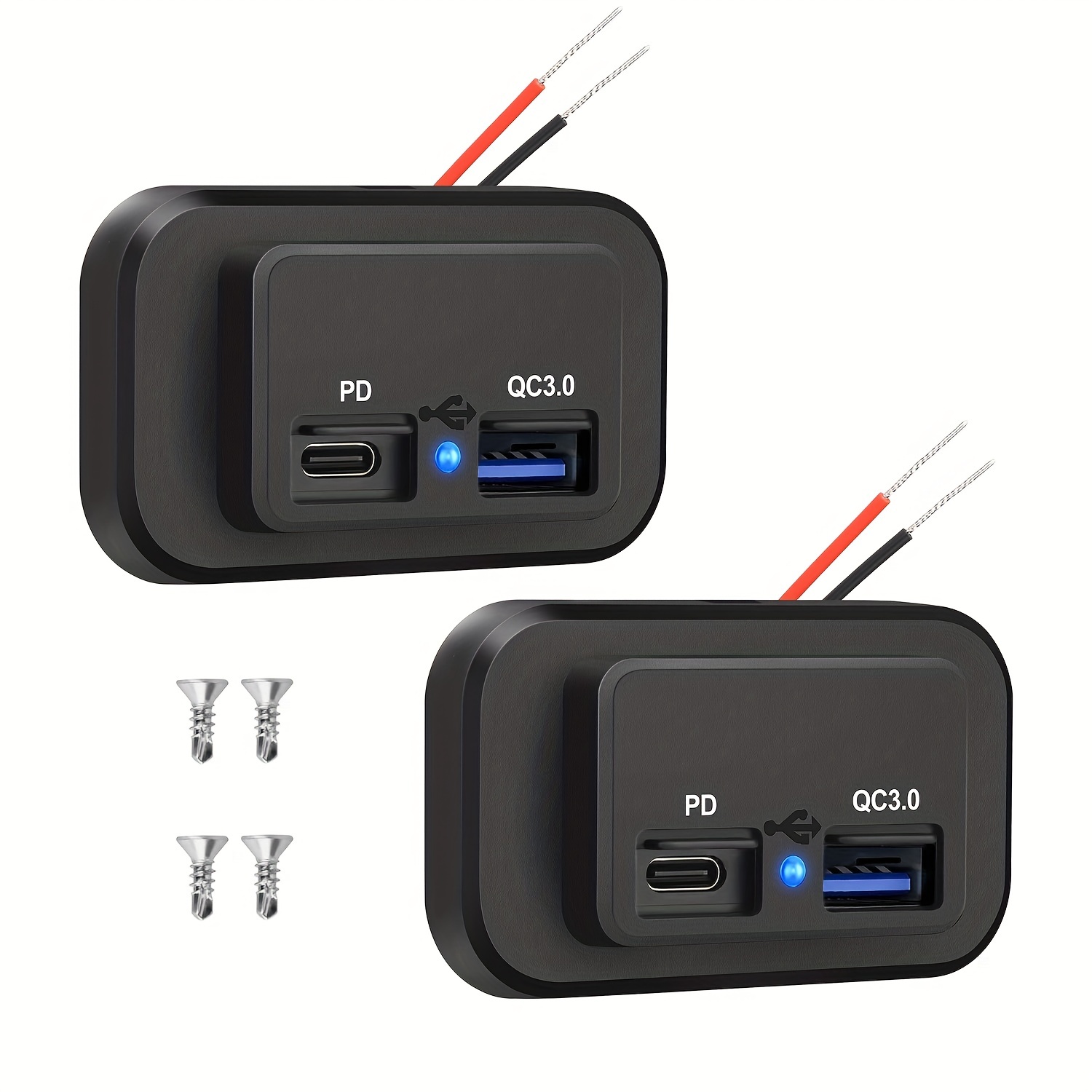 Comprar 3.1A PD QC3.0 cargador de coche enchufe de carga rápida cargador USB  Dual Panel de salida adaptador de corriente 12/24V para camión Camper  caravana Accesorios