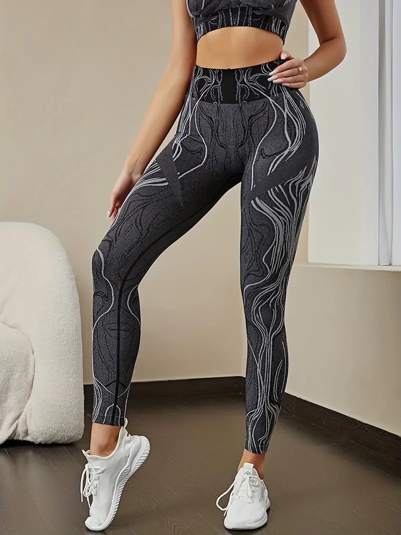 Stripe Printed High Waist Yoga Pants Fashion High Stretch - Temu