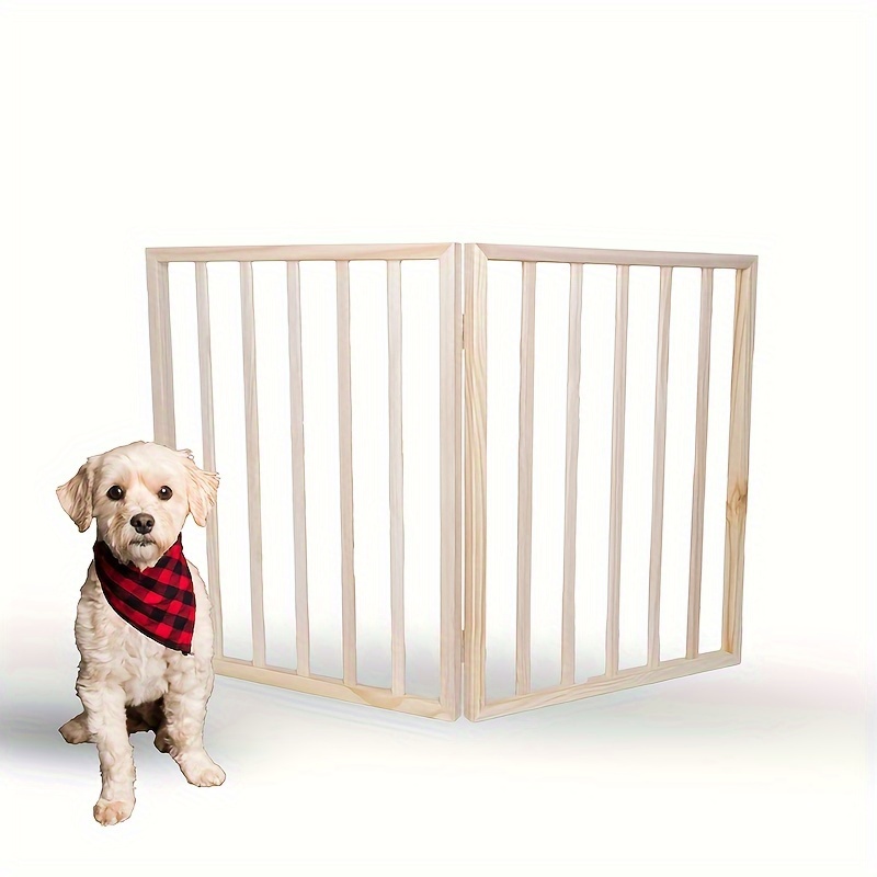 Dog Pine Wood Fence Folding Dog Gate Pet Fence Small Medium - Temu