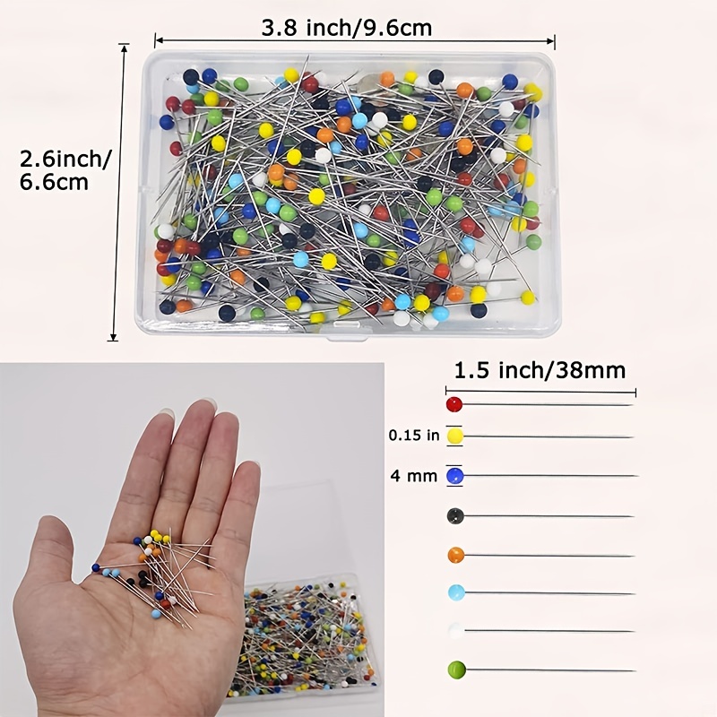 100Pcs/Box 38mm Sewing Pins Glass Ball Multicolor Head Pins Straight  Quilting Pins with Pearl Heads DIY Crafts Sewing Tool