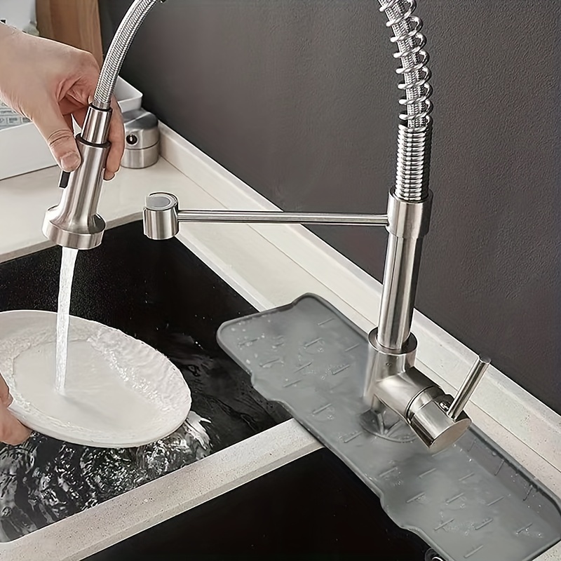 Silicone Draining Mat, Silicone Draining Mat for Kitchen Sink, Silicone Faucet Splash Guard, Sink Splash Guard Behind Faucet, Sink Faucet Absorbing