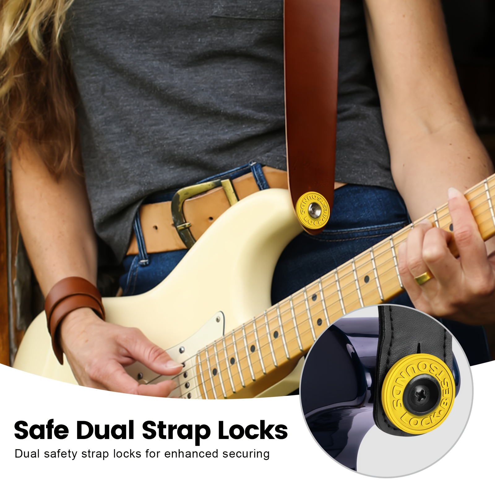 Guitar Strap Locks Set Security Strap Lock System For - Temu