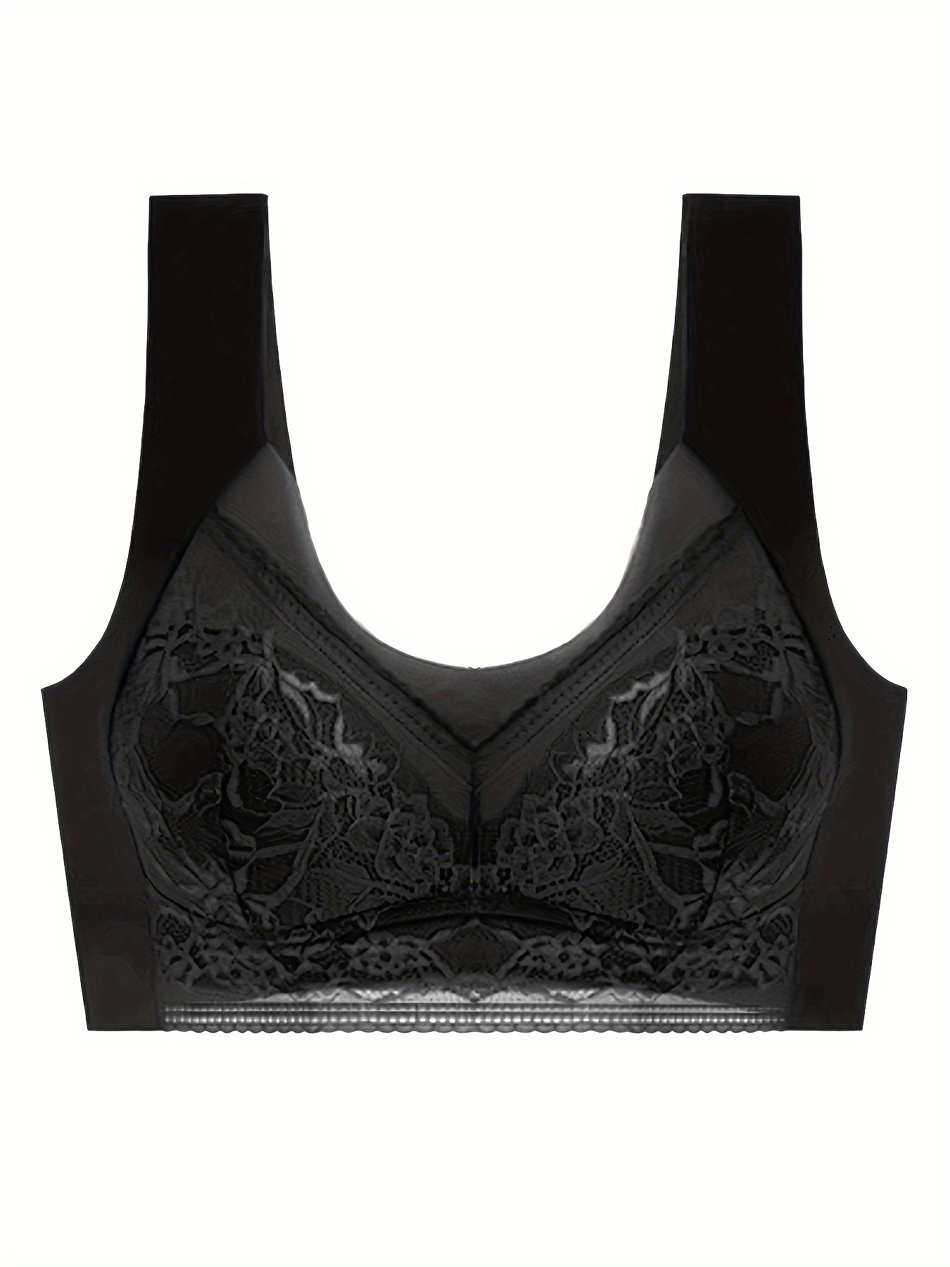 Flower Lace Decor Wirefree Sports Bra Comfortable Breathable