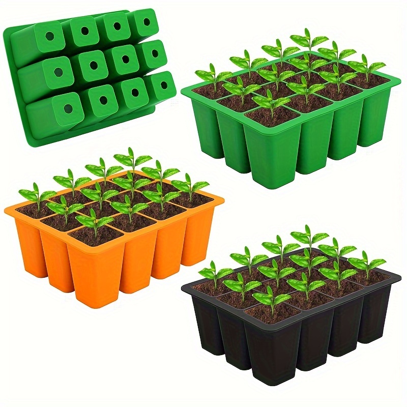 12 Grids Seeds Starting Tray with Drainage Holes Silicone