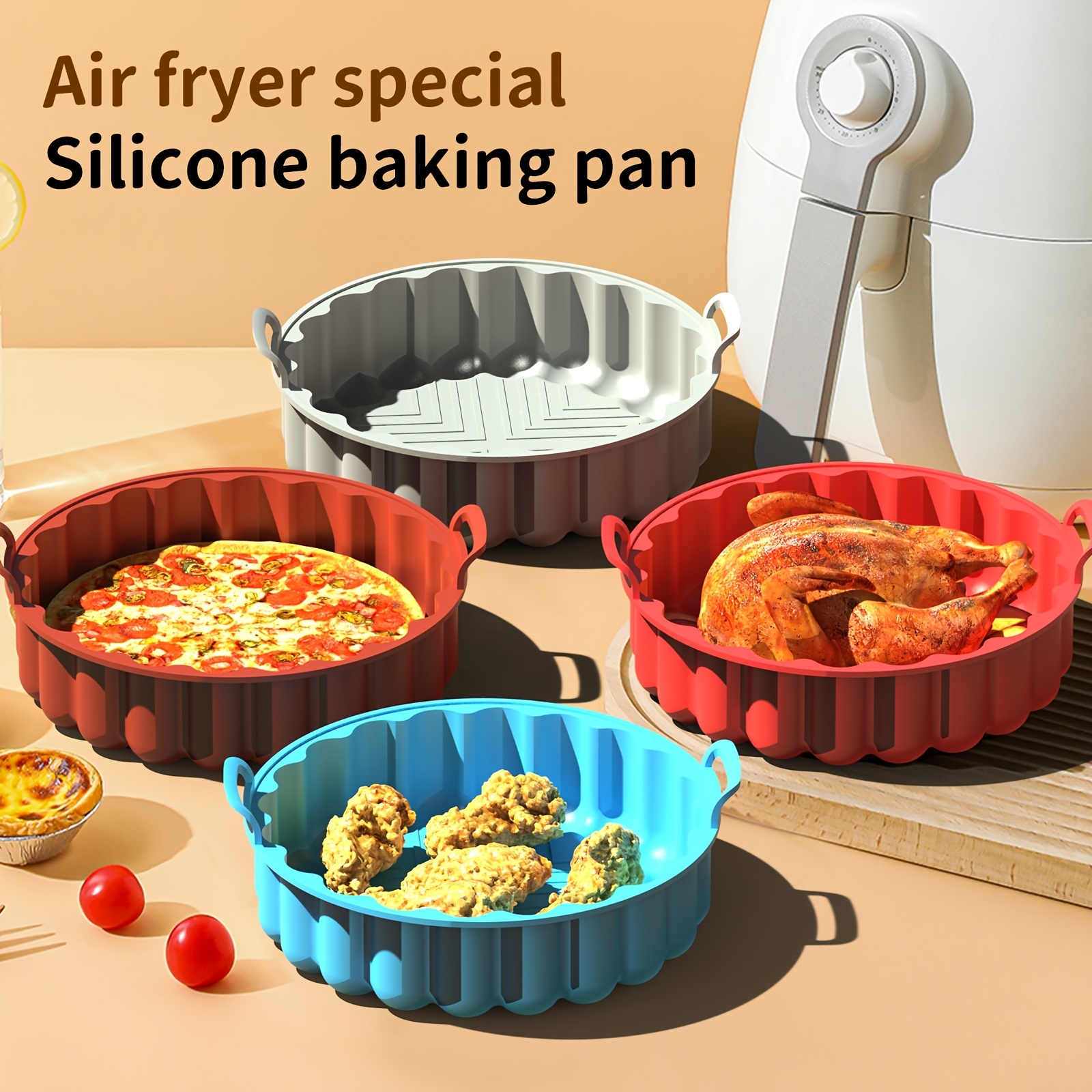 Silicone Air Fryer Liners, Round Food Safe Non Stick Air Fryer Basket  Accessories, Reusable Replacement Of Flammable Parchment Liner Paper Fits  3qt - 5qt Air Fryer - Temu