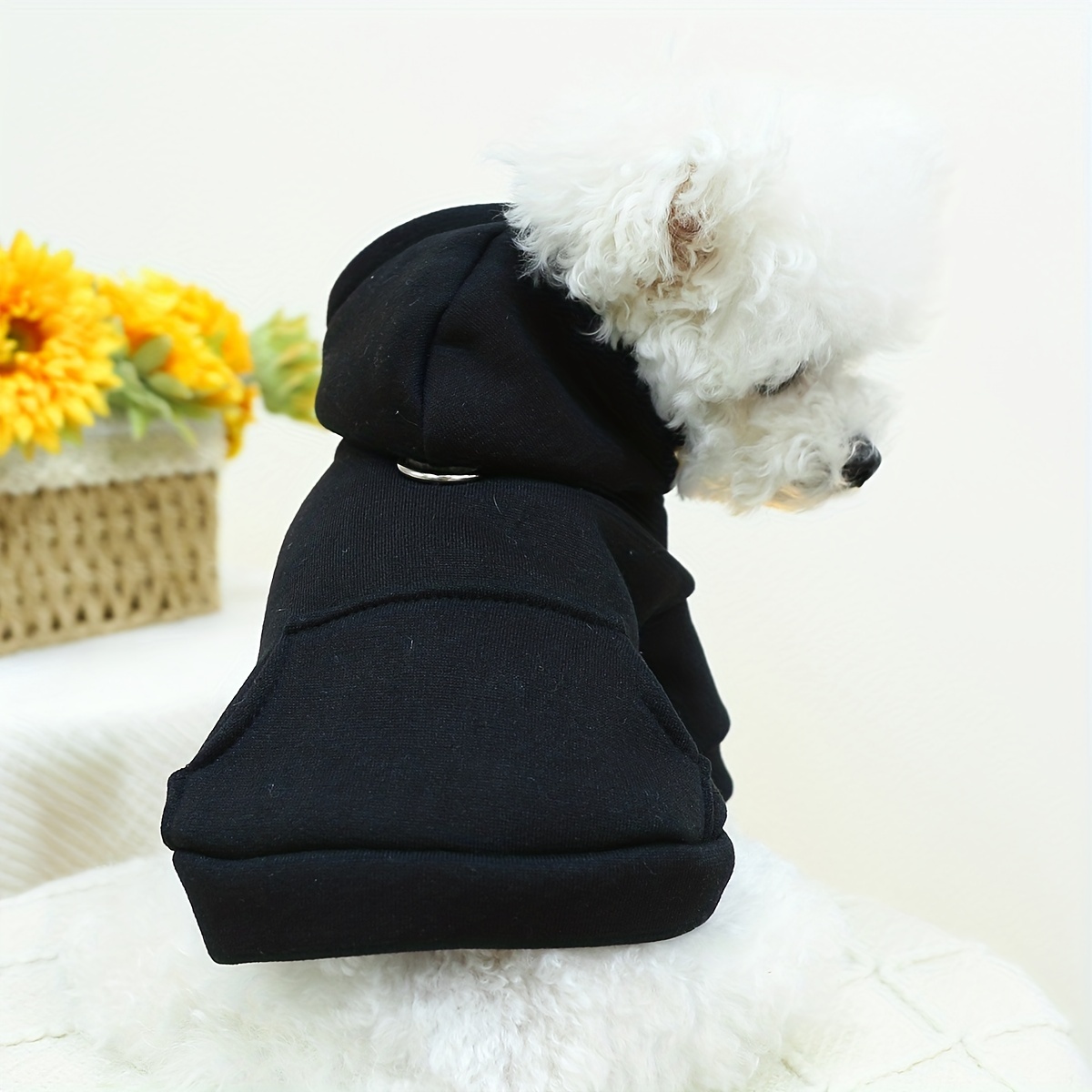 

1pc Plain Color Pet Hoodie With Pocket For Autumn And Winter Dog Warm Clothes