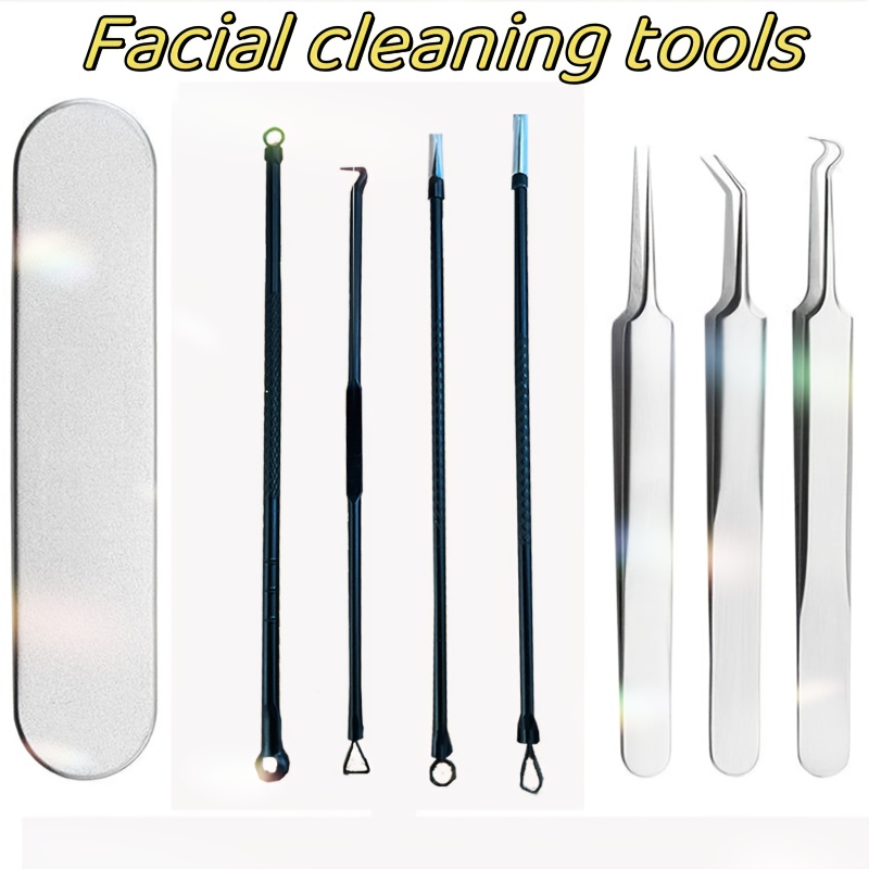 7Pcs Stainless Steel Blackhead Remover, Comedone Pimple Extractor, Acne  Whitehead Blemish Removal Kit, Professional Clean Tool, For Face Nose Chin  Che