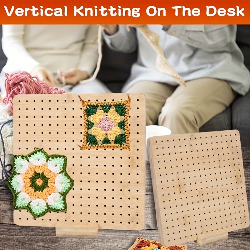 9.25 Inches Rubber Wooden Crochet Blocking Board,Crochet Accessories with  20 Pcs Steel Pins for Knitting Crochet and Granny Squares,Blocking Board  for