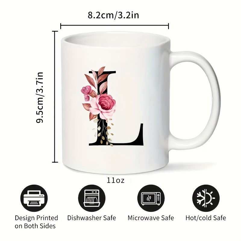 Letter Flower A z Coffee Mug For Office And Home Alphabet - Temu