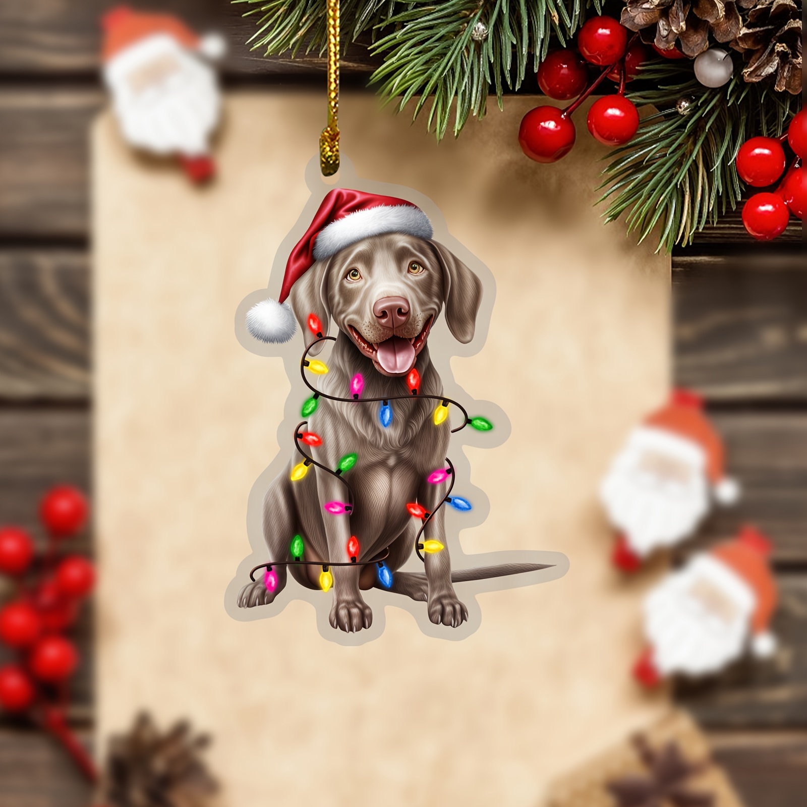 Weimaraner Dog Christmas Hat Present' Sticker
