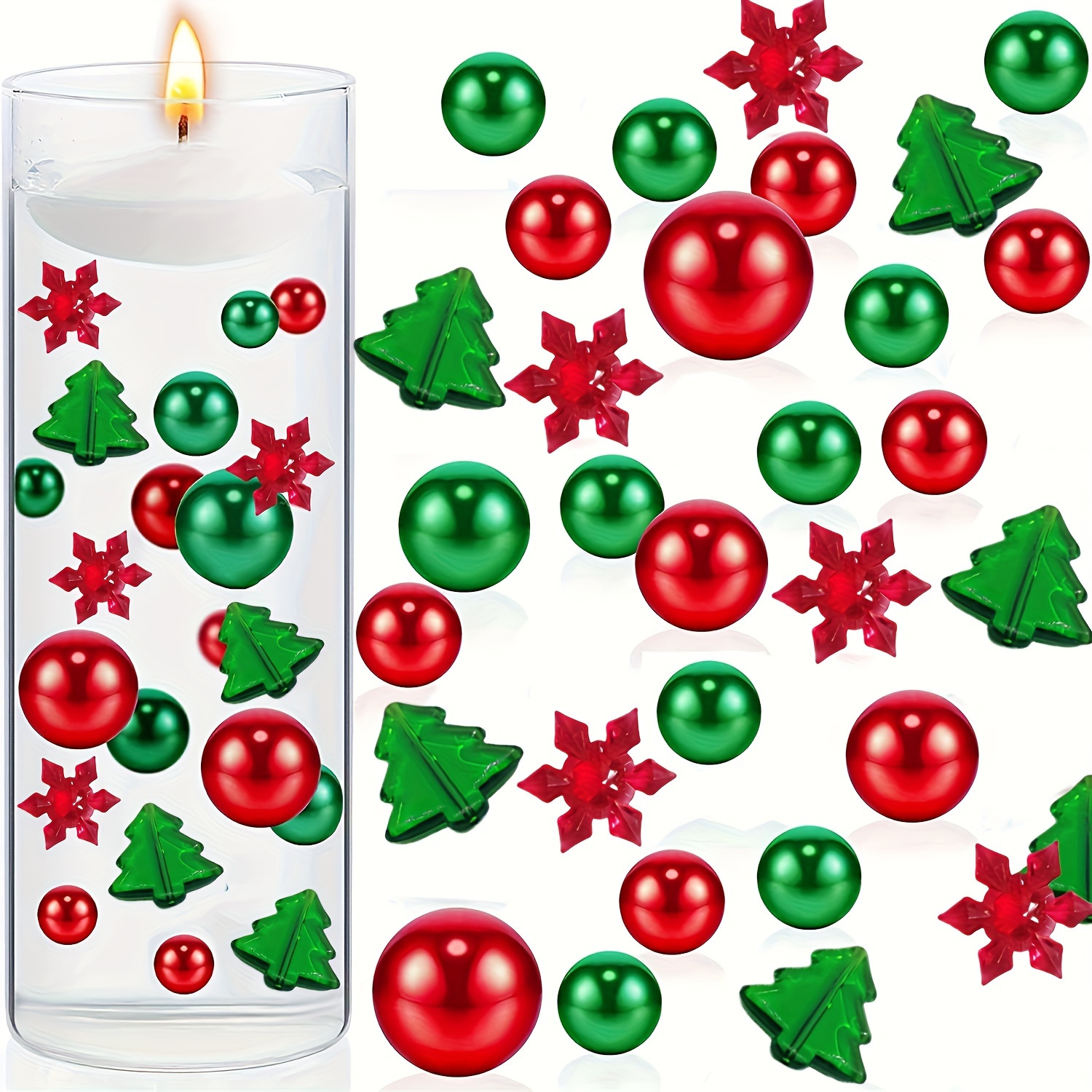 Festive Vase With Simulated Pearl Filler Christmas And - Temu
