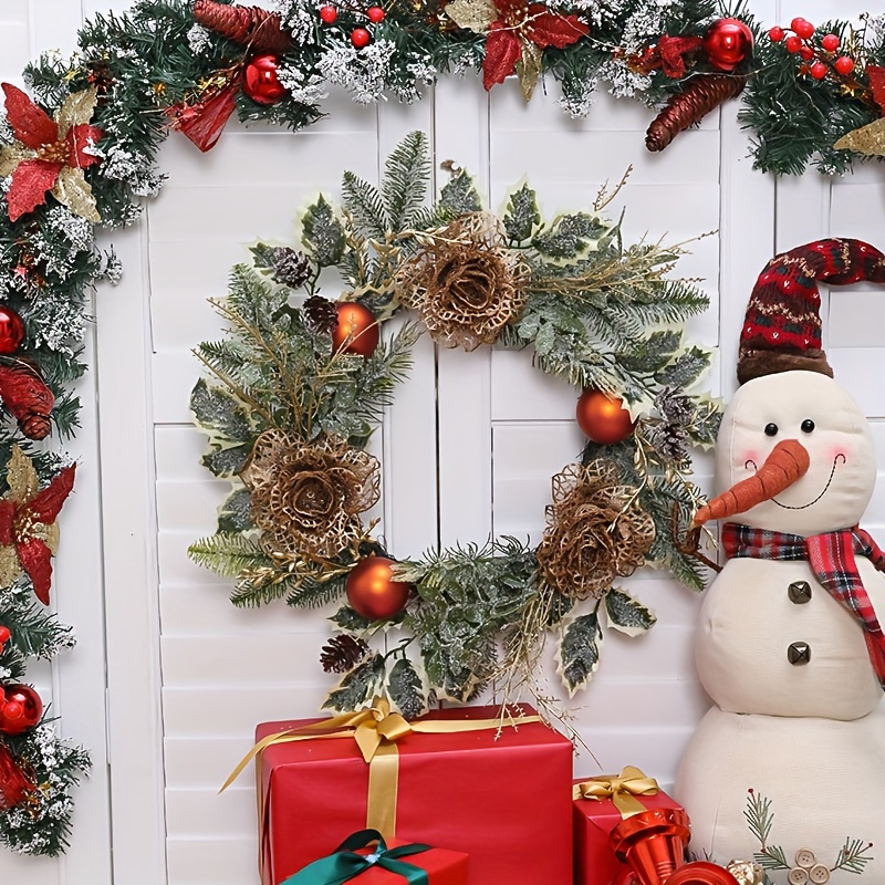 Christmas Rattan Garland Xmas Artificial Wreath White - Temu