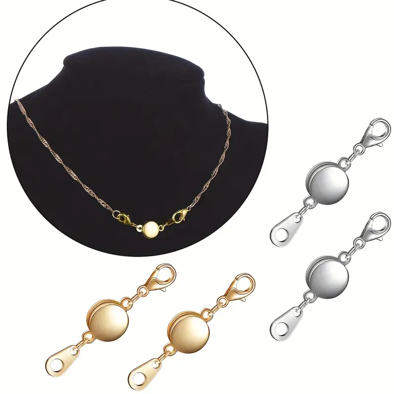 Magnetic Necklace Clasps And Closures, 2Pcs Locking Magnetic Jewelry  Clasps, Magnetic Necklace Extender, Necklace Clasp Helper For Necklaces,  Bracele