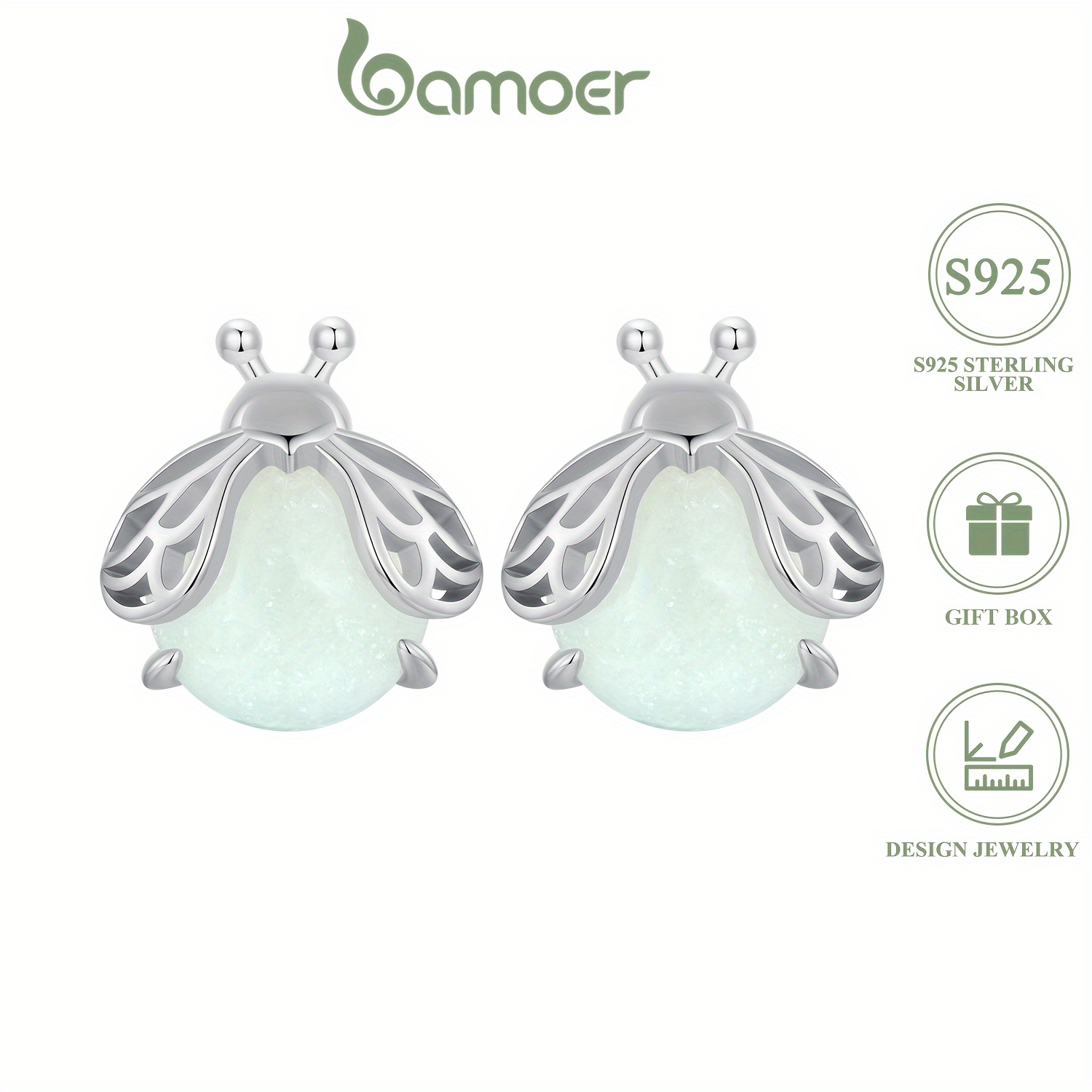 

Exquisite 925 Sterling Silver Firefly Stud Earrings For Women Hypoallergenic Luminous Ear Decor Personality Earrings
