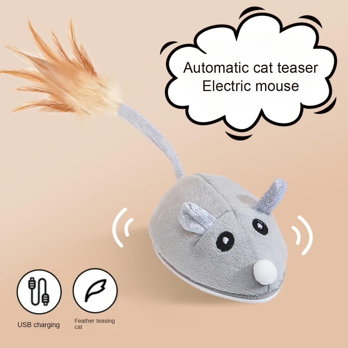 Jouet interactif réaliste pour chat Souris électrique à mouvement