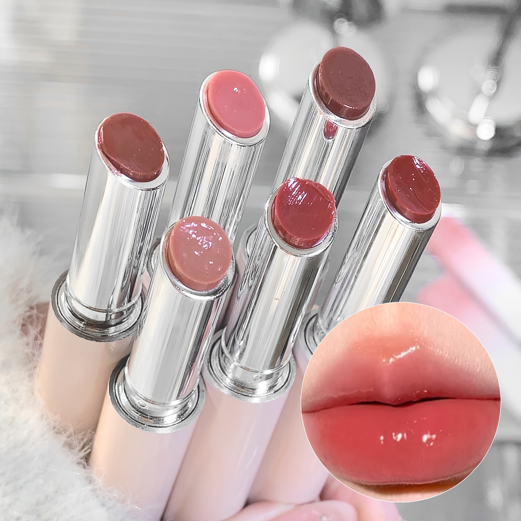 NOVOLAN Lip Gloss Long Lasting Lip Plumper Liquid Lipstick Moisturizing Lip  Waterproof, Soft Velvet Mist Sweet Lip Mud Blush Eye Shadow 3 In 1 Velvet  Non-Stick Cup 4ML (#05 Cinnamon and milky