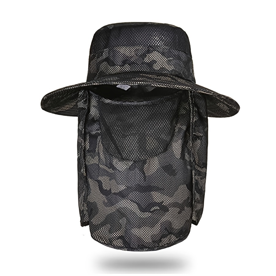 Unisex Camo Anti-UV Breathable Wide Brim Outdoor Fishing Hat with
