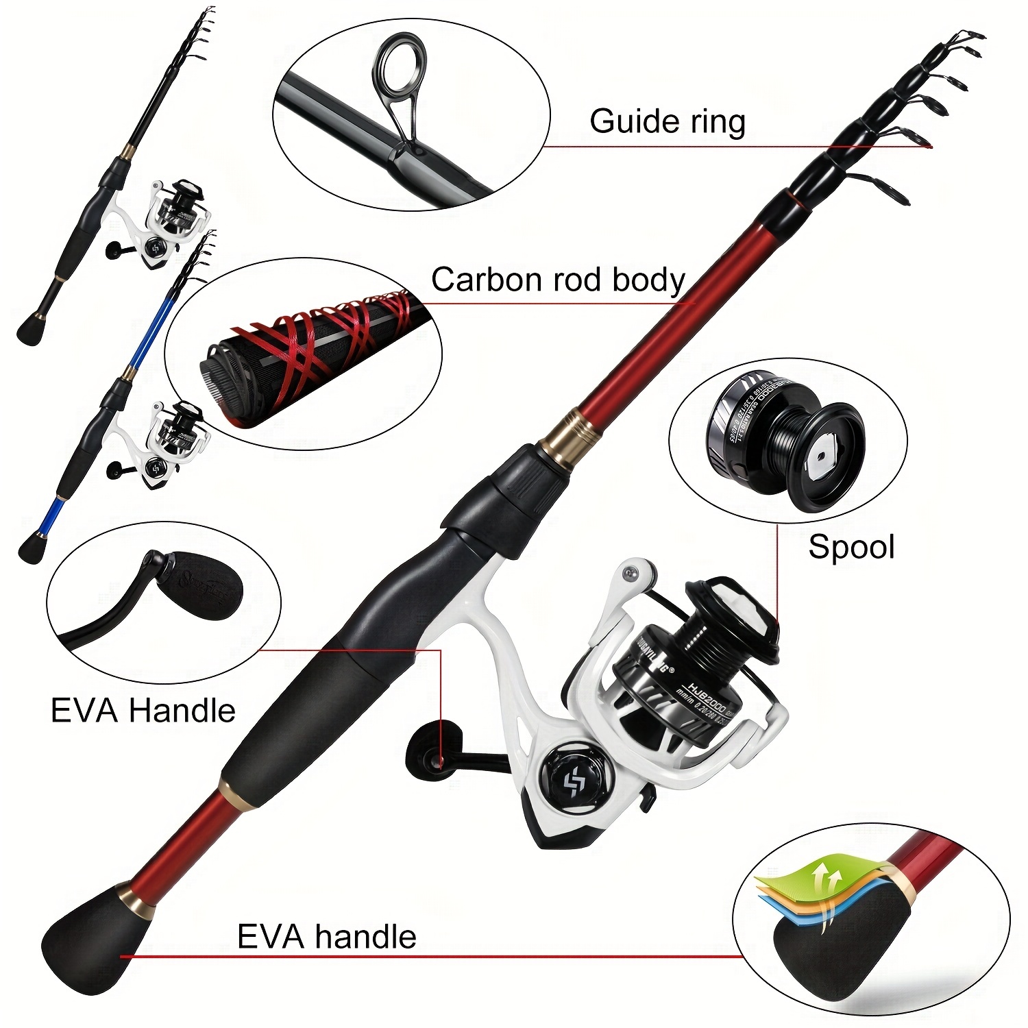 Fishing Pole Kit Telescopic Carbon Fishing Rod Reel Combo - Temu