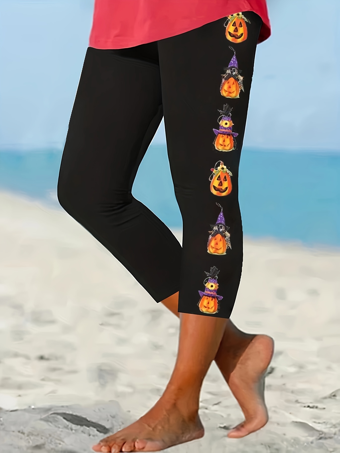 Halloween Spider Web Print Skinny Leggings, Casual Elastic Waist Stretchy  Leggings, Women's Clothing