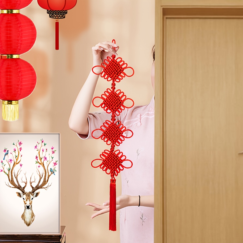 Whaline 46Pcs Chinese New Year Decorations Mini Red Chinese Knot Pendant  Traditional Lucky Hanging Ornaments for New Year Home Office Car Tree  Spring