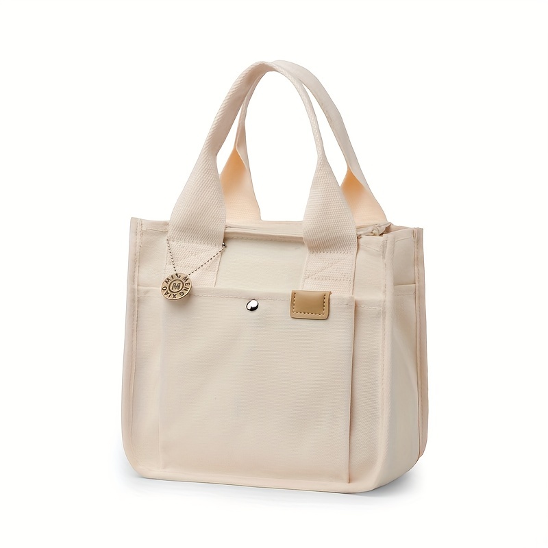 Canvas Tote Bag For Women Portable Lunch Box Bag Layer Handbags