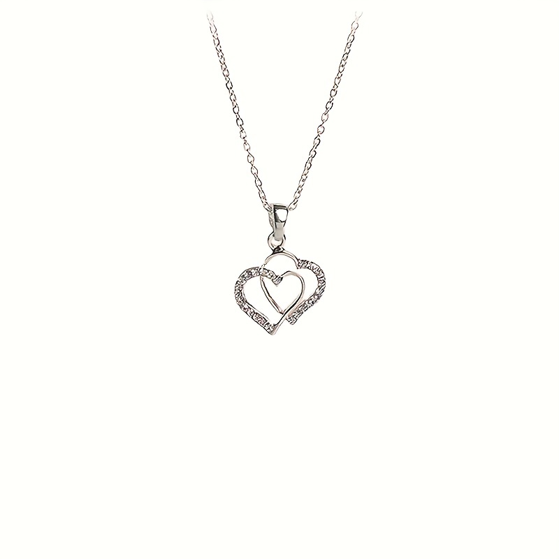 Simplistic Fashion Irregular Double Heart Pendant Lariat Necklace