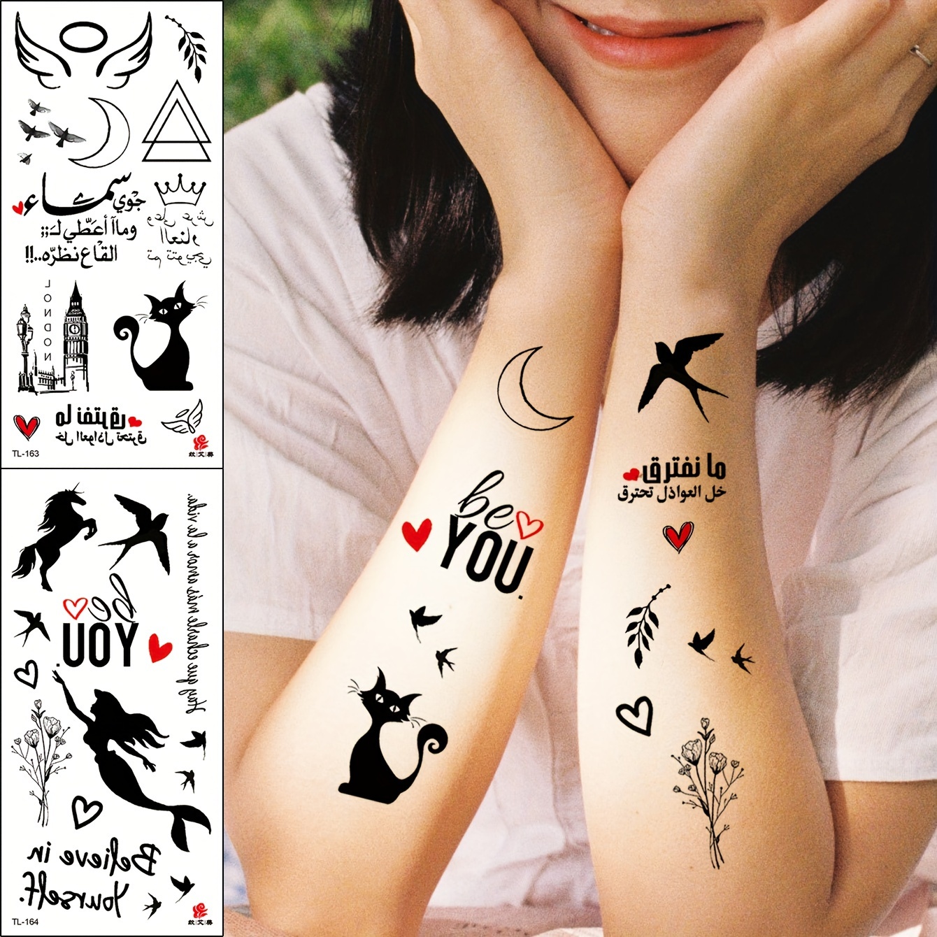 6 Hojas / Set Tatuajes Temporales Impermeables Diseños - Temu