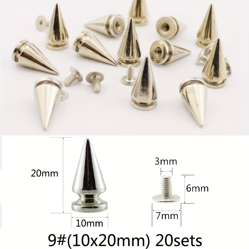 10pcs 10mm Silver punk rock studs and spikes for clothes metal bullet  rivets for leather fashion accessory Garment Rivets