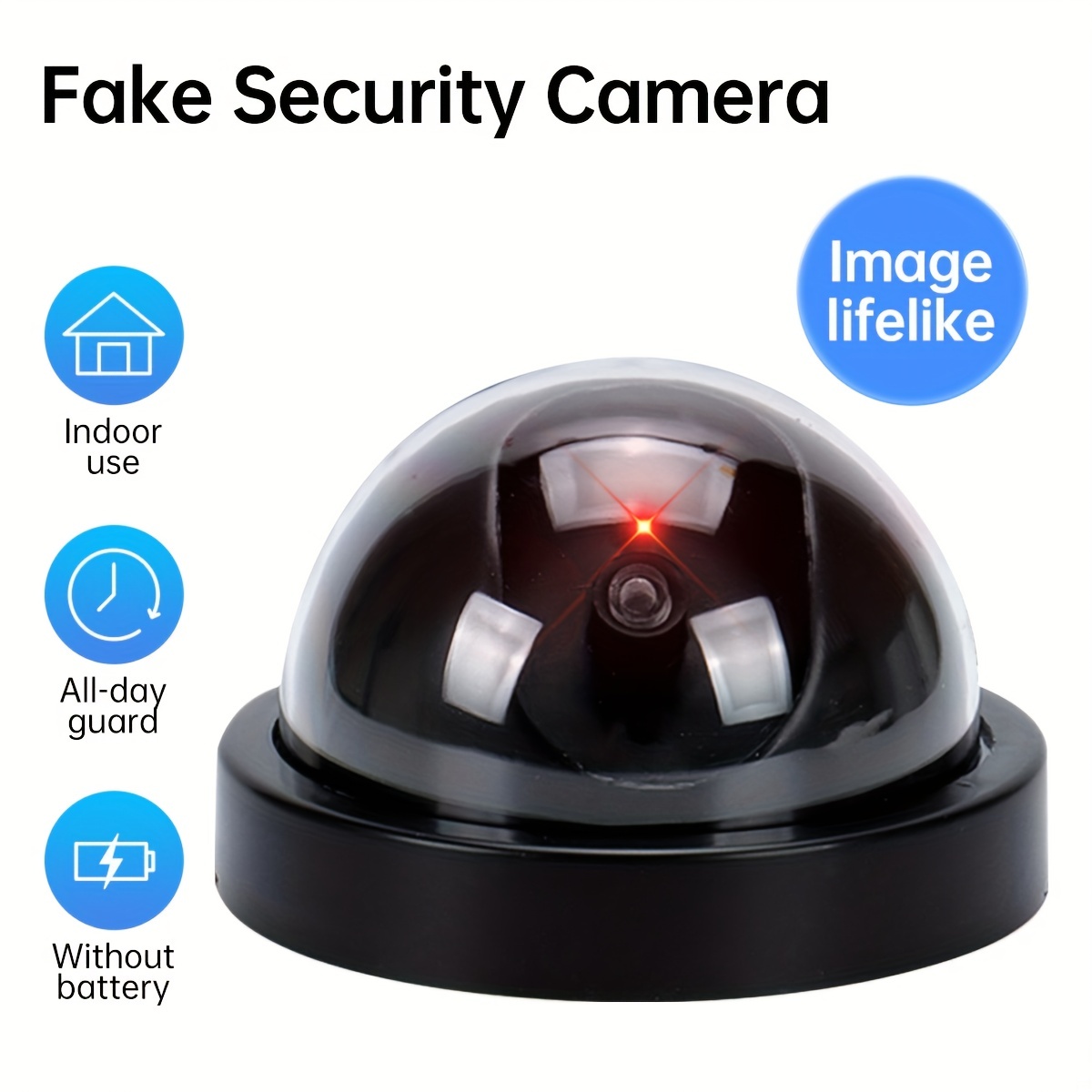 FITNATE Cámara falsa, sistema de vigilancia CCTV con luz LED roja  intermitente con 4 calcomanías de advertencia de seguridad, cámara de  seguridad